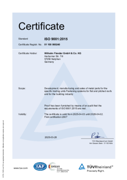Zertifikat ISO9001:2015 englisch